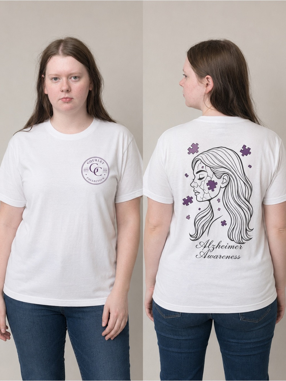 Alzheimer’s Awareness Graphic T-Shirt – Gourley Collection Large
